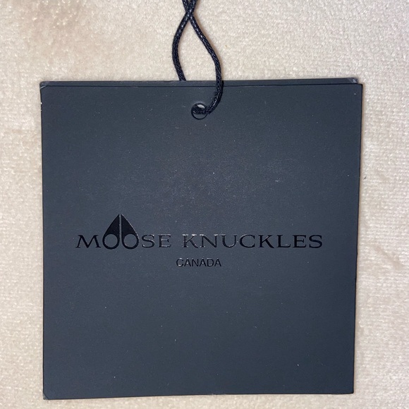 Moose Knuckle Black Knit Beanie with Red/White Logo - Men's Accessory - Picture 2 of 4